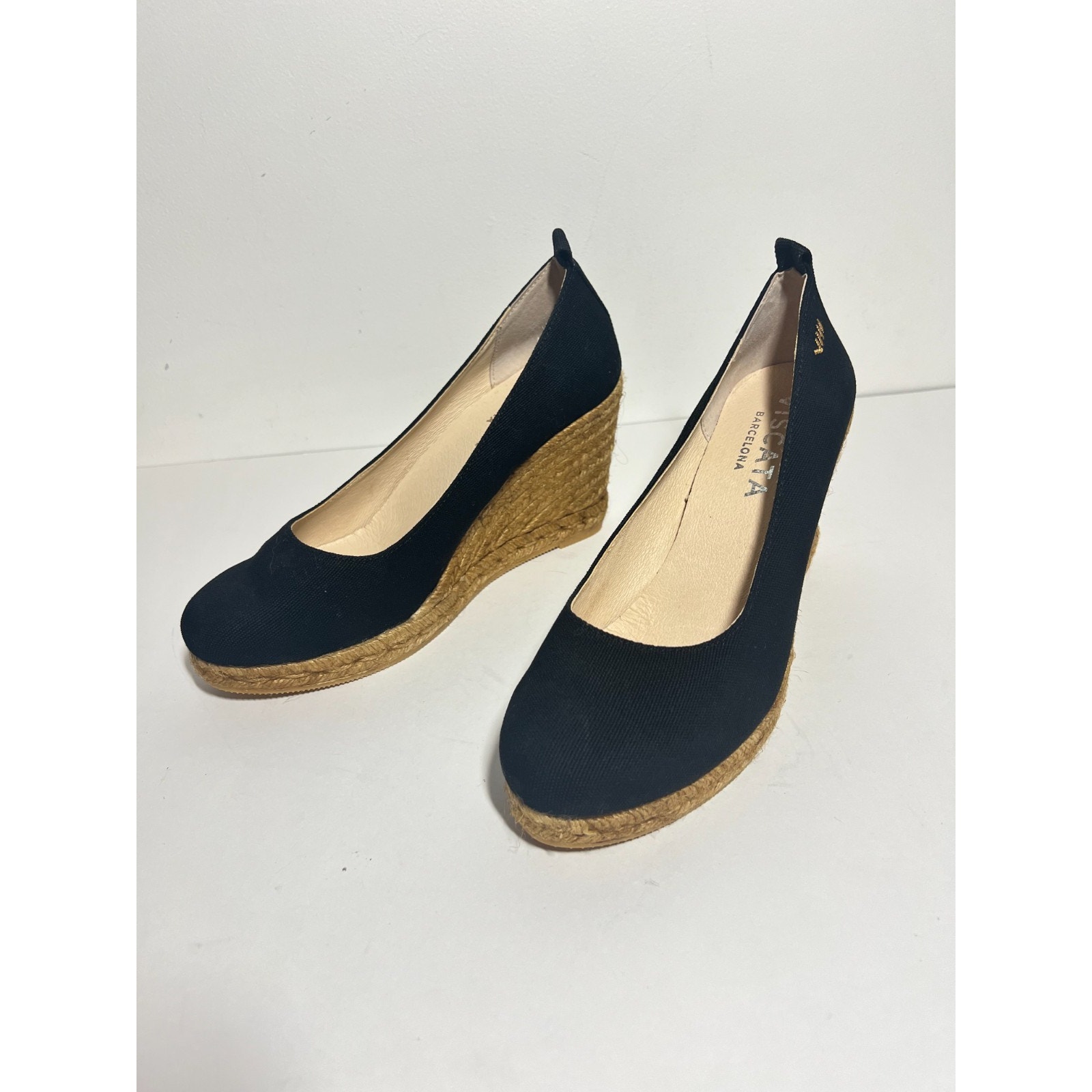 Viscata Euc Black Canvas Marquesa Espadrille 3.5" Wedge Shoe Sandal 41 Eu 10 Us — image 2 of 8